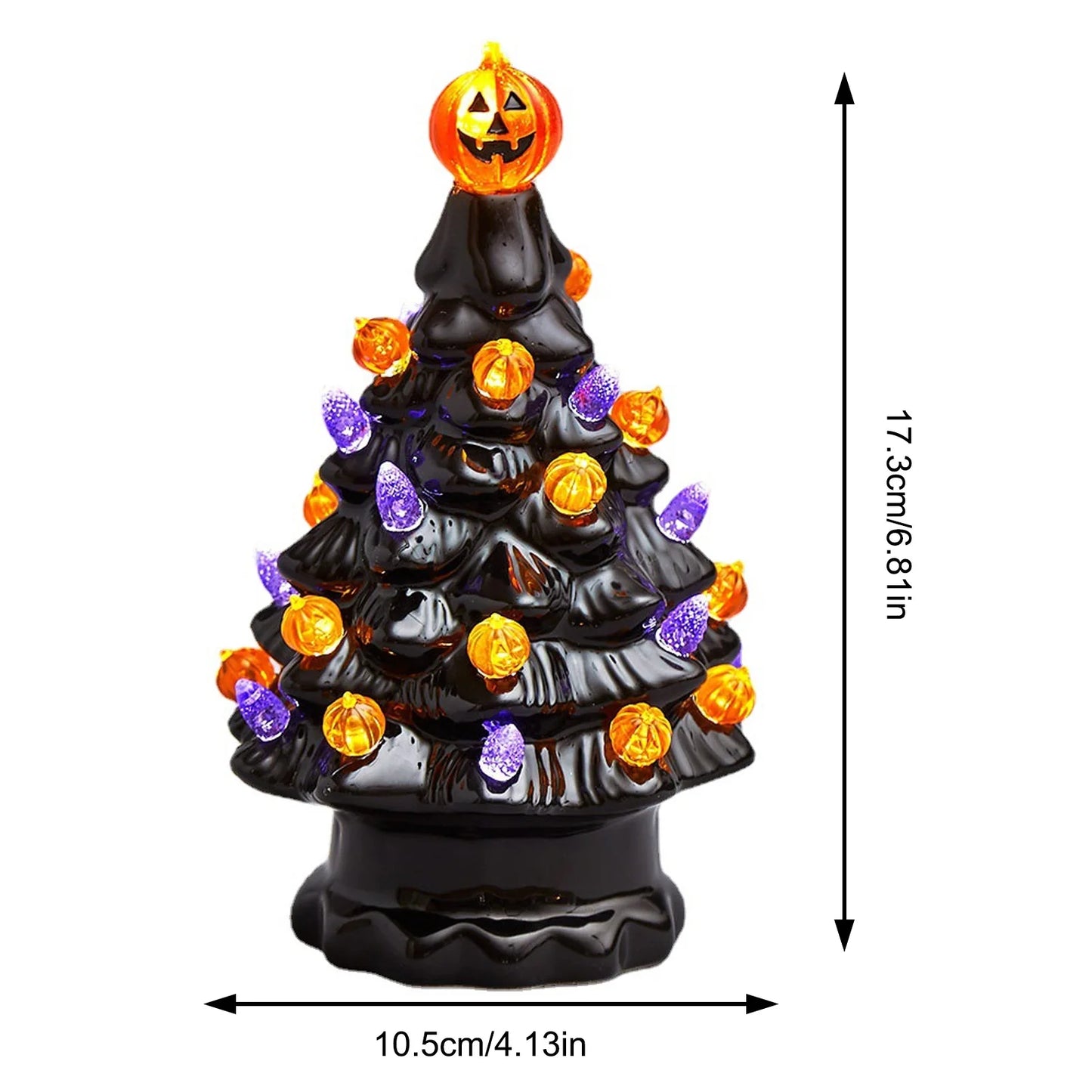 Halloween LED Tree Table Centerpiece Halloween Decor Ceramic Tree Christmas Tree Pumpkin Lighted Halloween Decorations