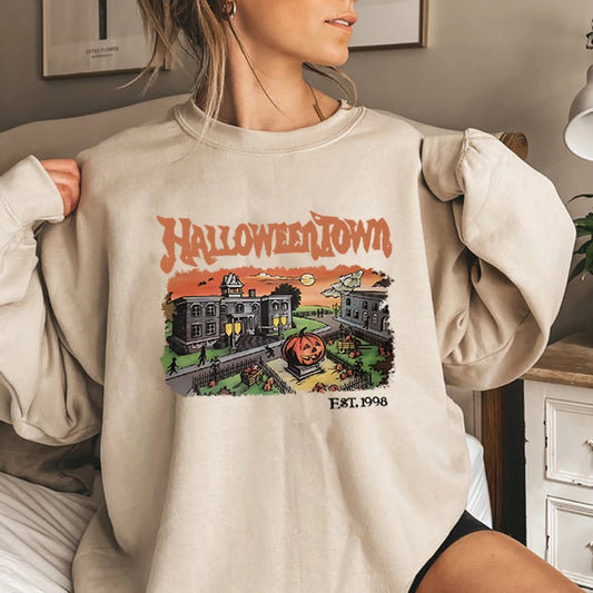 Retro HalloweenTown 1998 Crewneck Sweatshirt Halloween Shirt Funny Halloween Party Sweater Fall Pumpkin Tshirts Halloween Gift