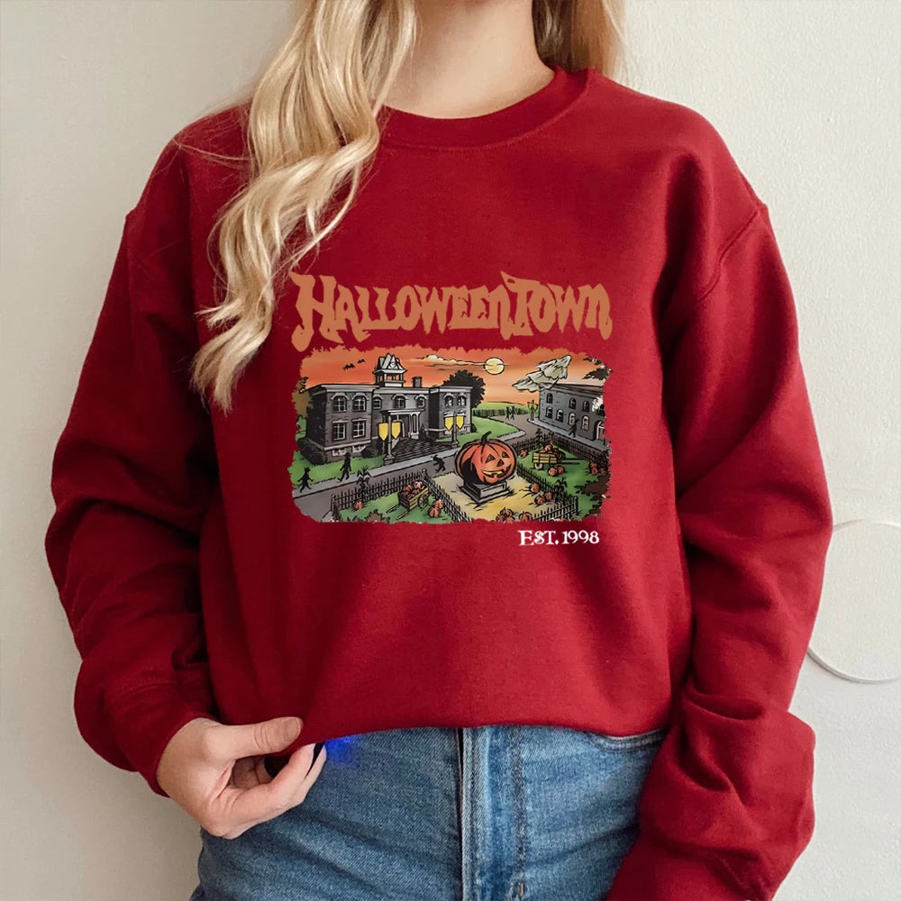 Retro HalloweenTown 1998 Crewneck Sweatshirt Halloween Shirt Funny Halloween Party Sweater Fall Pumpkin Tshirts Halloween Gift