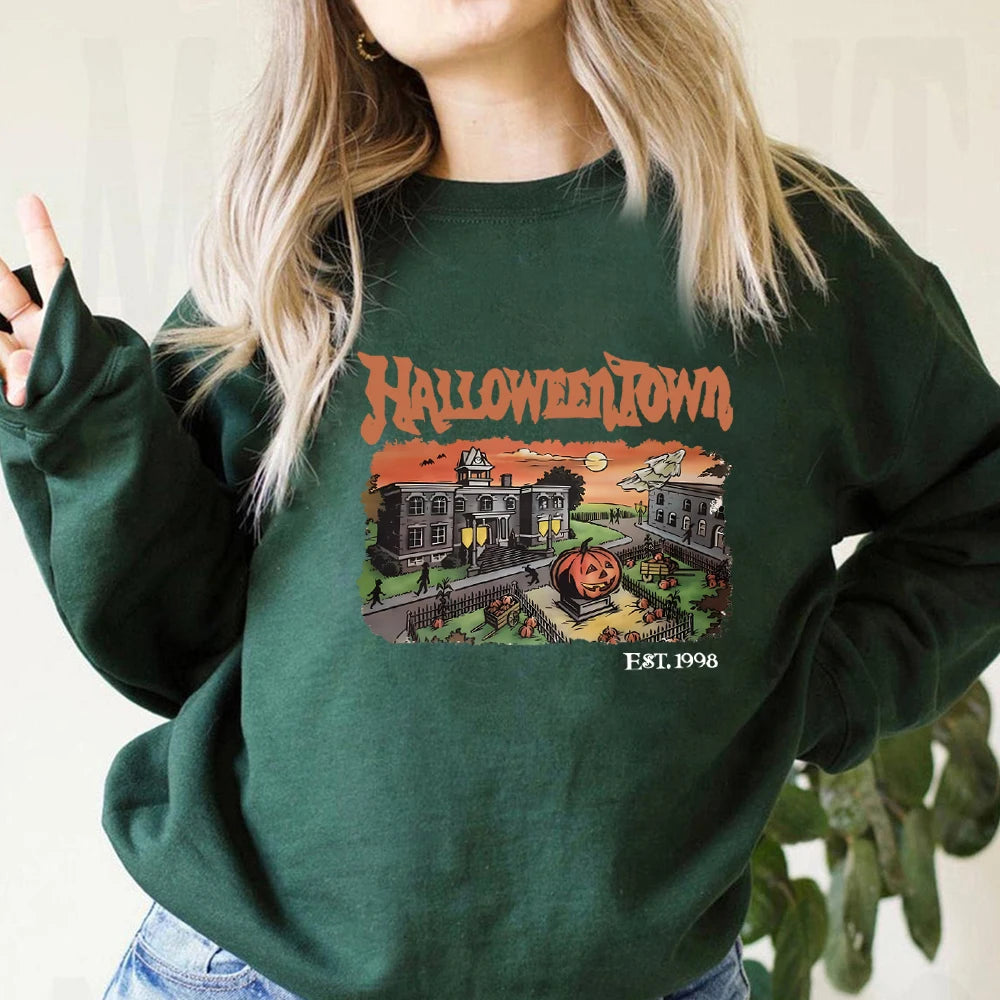 Retro HalloweenTown 1998 Crewneck Sweatshirt Halloween Shirt Funny Halloween Party Sweater Fall Pumpkin Tshirts Halloween Gift